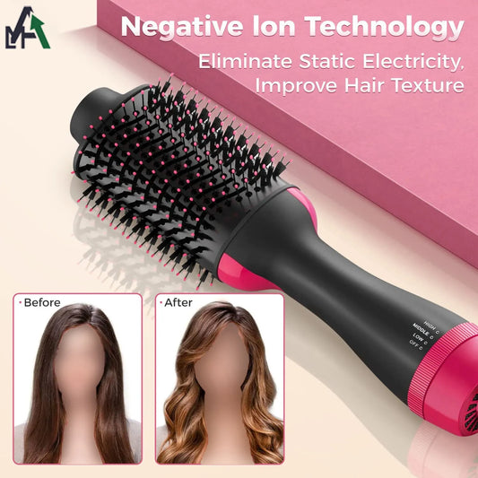 3-in-1 Hot Air Brush Hair Dryer & Styler – Volumizer, Straightener & Curler for Women