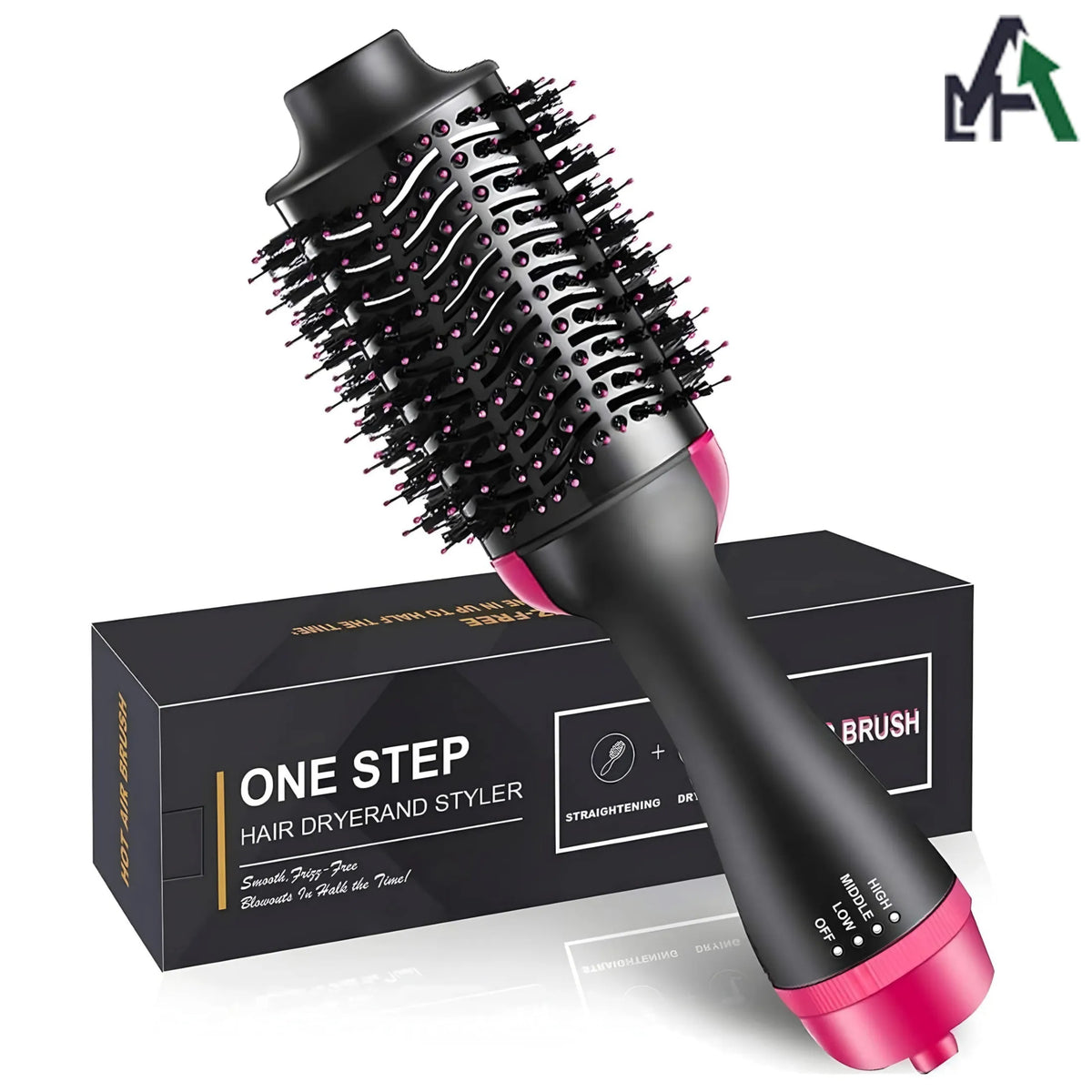 3-in-1 Hot Air Brush Hair Dryer & Styler – Volumizer, Straightener & Curler for Women