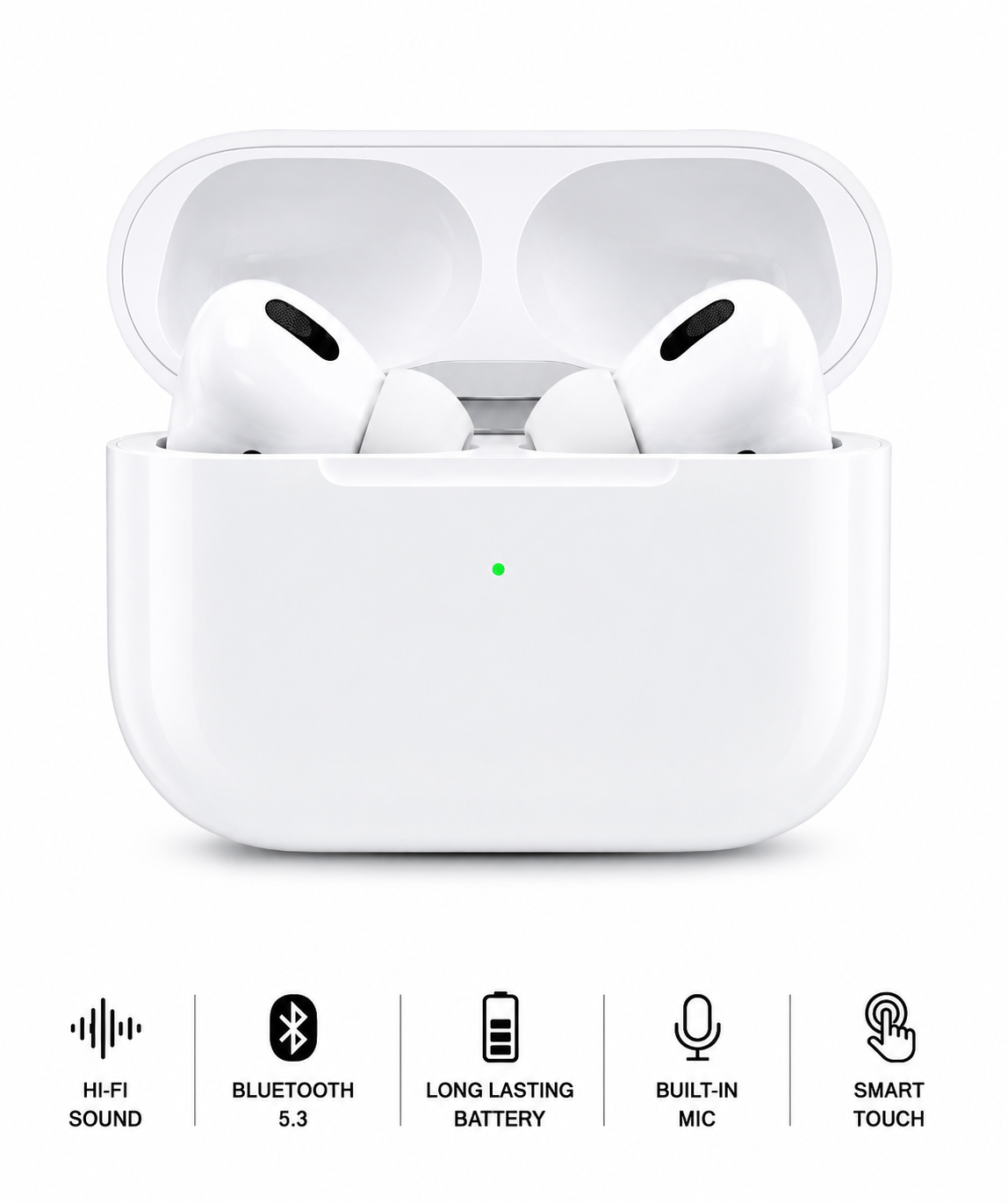 Latest Airpods Pro 2nd Generation – Premium Titanium Wireless Earbuds | High Quality Sound, Deep Bass, Noise Cancellation, Bluetooth 5.0, Volume Control