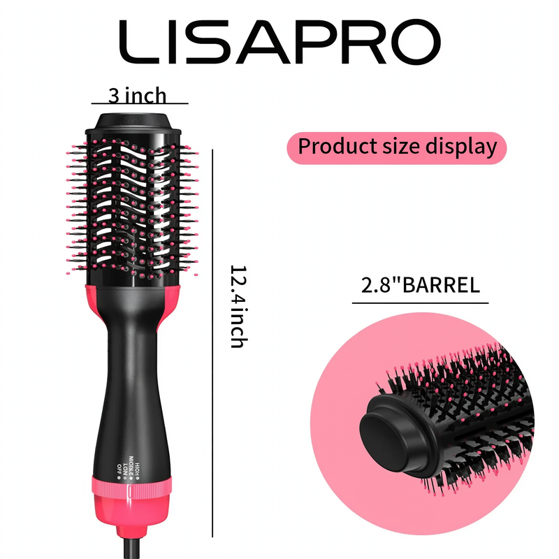 3-in-1 Hot Air Brush Hair Dryer & Styler – Volumizer, Straightener & Curler for Women